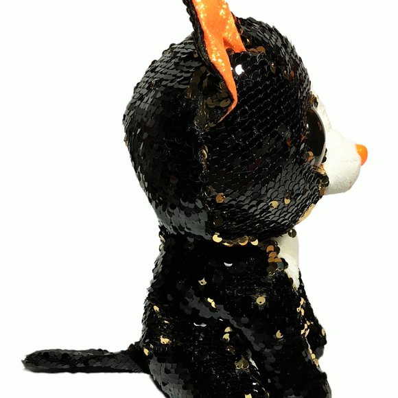 TY Flippables JINX Black Cat Halloween Sequin Plush (Medium Size - 9 in.) Toy - Picture 5 of 9